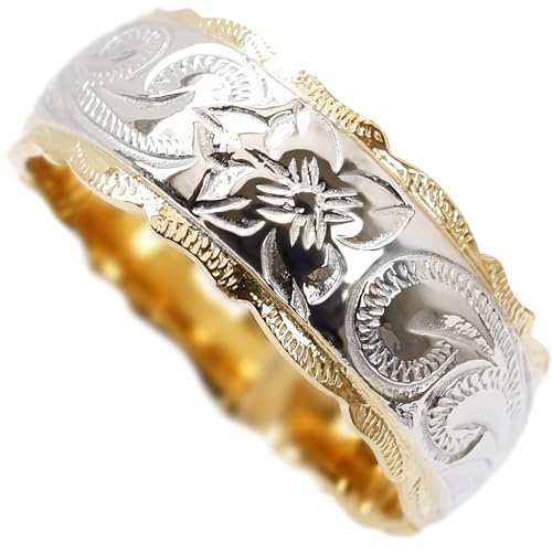 

July Hawaiian Jewelry Ring for Men and Women, 14K Gold Plated, Plumeria Scroll, Honu Design, Perfect for Anniversaries, Birthdays, or as a Gift, Size