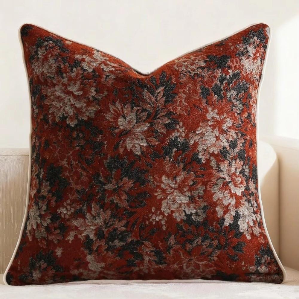 Jacquard Weave Floral Throw Pillowcase Yarn-Dyed Accent Couch Pillow  Home Farmhouse Style