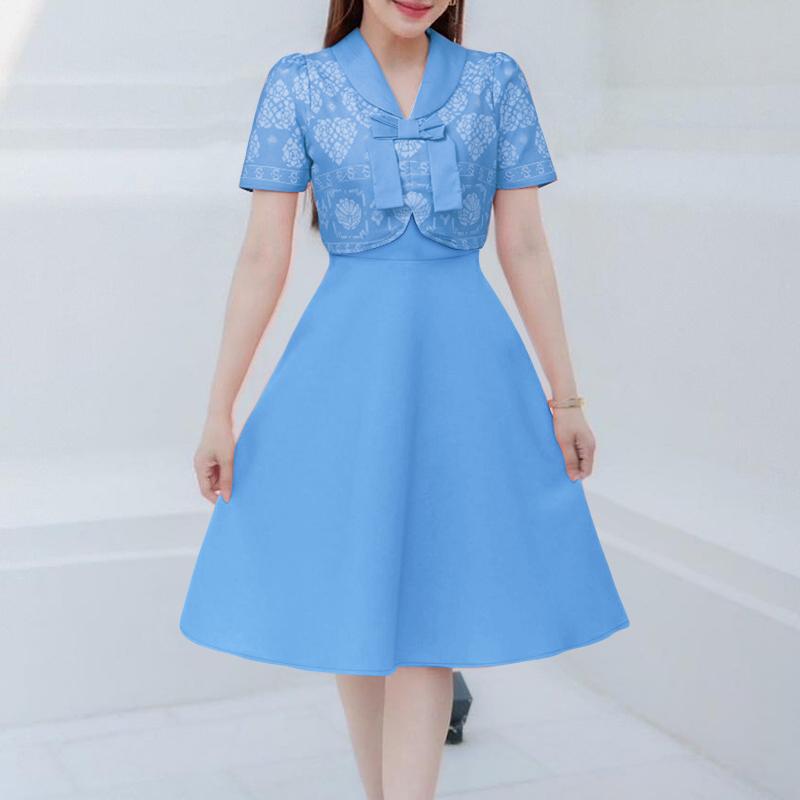 

ZANZEA Женское летнее повседневное платье с принтом и коротким рукавом и кукольным воротником 5XL