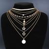 7pcs/Set Simple Star Heart Pendant Necklace Set For Women Fashion Gold Color Elegant Layered Necklace Female Charms Jewelry Gift
