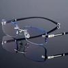Luxury Diamond Cutting Reading Glasses Hd Anti Blue Presbyopic Glasses Men Business Rimless Eyeglasses Clear Glasses Eyewear