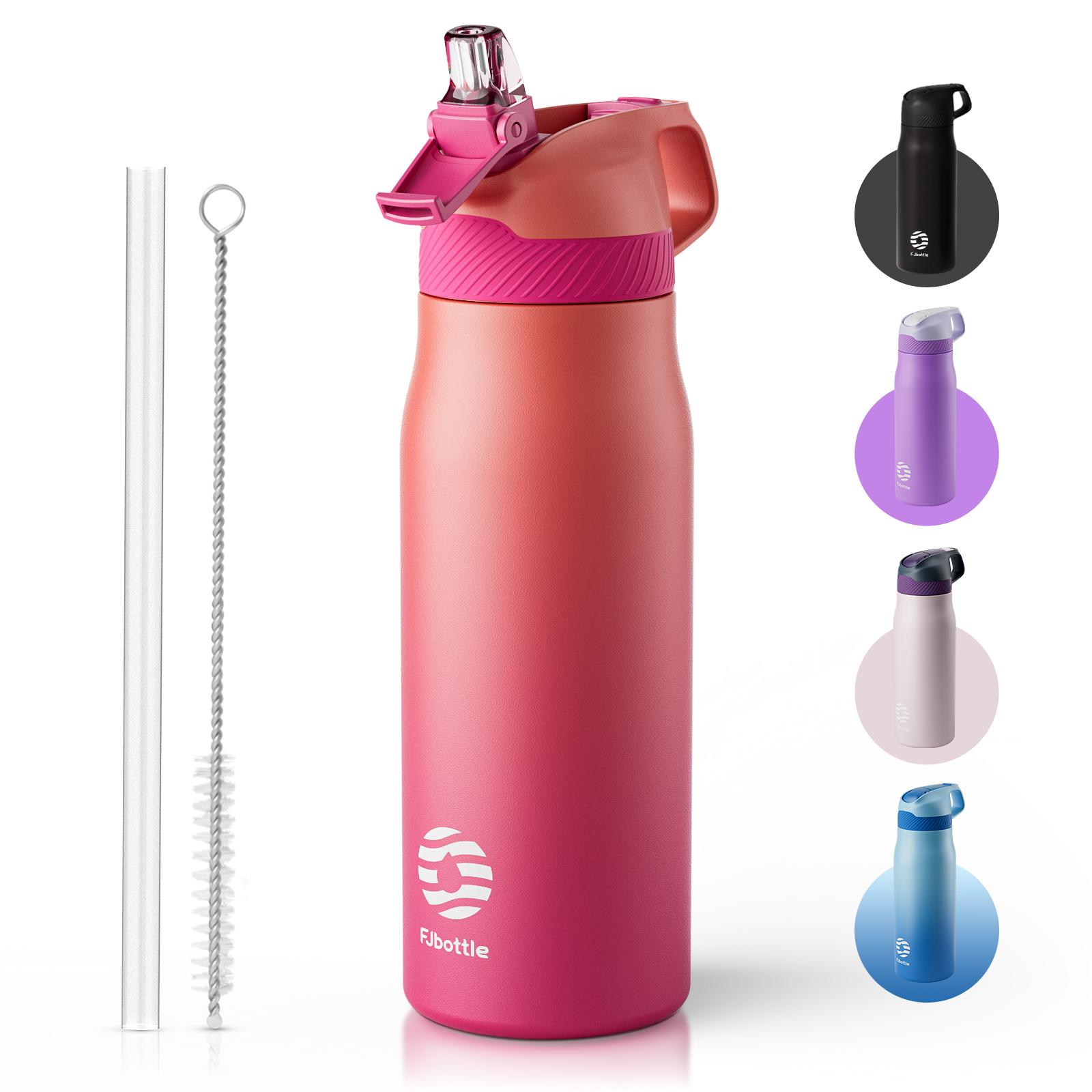 Fjbottle 710ml Stainless Steel Vacuum Insulated Water Bottle with Straw, Leak-Proof Thermal Flask for Sports 710ml оранжевый