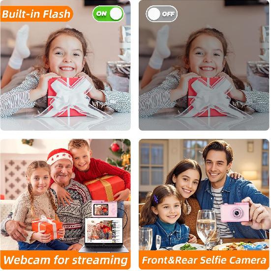 Digital Camera, 1080P FHD Video Camera for Photography, 48MP Point and Shoot Digital Cameras with 32GB Card, Compact Digital Camera with Front and