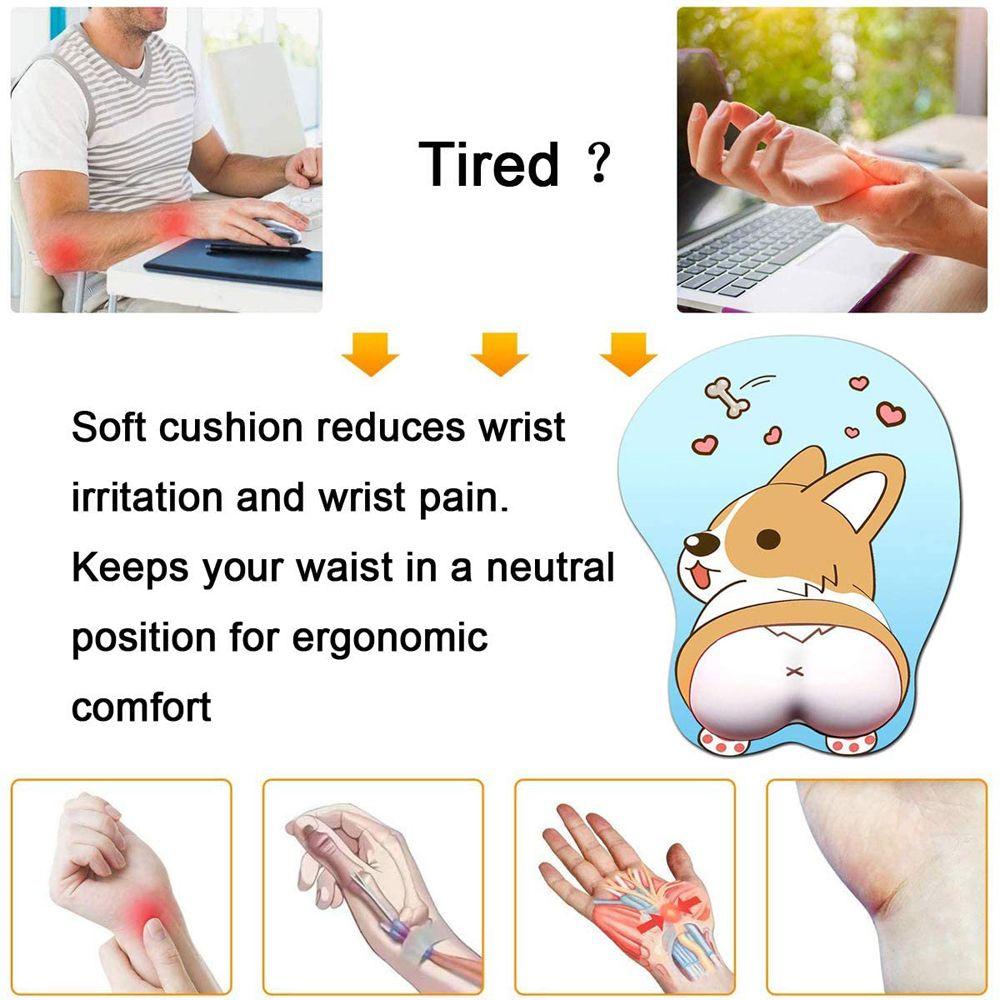 Office Ergonomic Silica Gel Non Slip Gaming Dog Wrist Rest Mouse Mat Corgi Mouse Pad Wrist Support