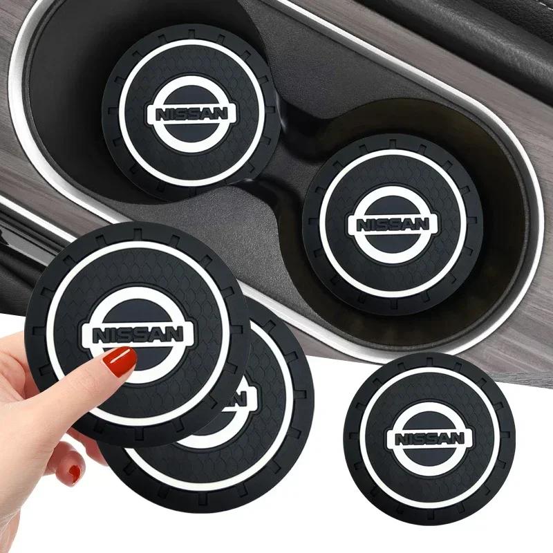 2pcs Car Coaster Water Cup Slot Non-Slip Mat Pad Silicone For Nissan J10 X-Trail Qashqai Juke Leaf Micra NOTE Patrol Gadgets