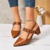 2026 Summer Shoes Women Heel Sandals Pointed Toe Fashion Brand Ladies High Heels Sandals 7cm Plus Size 42