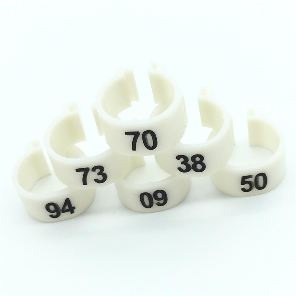 1Pack/100Pcs Digital Plastic Birds Clip Foot Rings Inner Diameter 10mm Parrot Pigeon Identification Leg Rings No.1~100 10 Colors