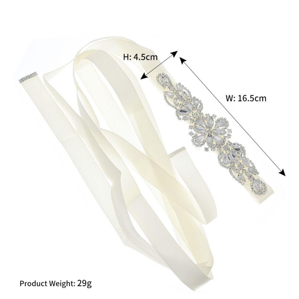 Sweet Silver Wedding Rhinestone Belt Satin Dresses Accessories Wedding Ribbon Sash Crystal Pearls Bridal Belt Women's Belts