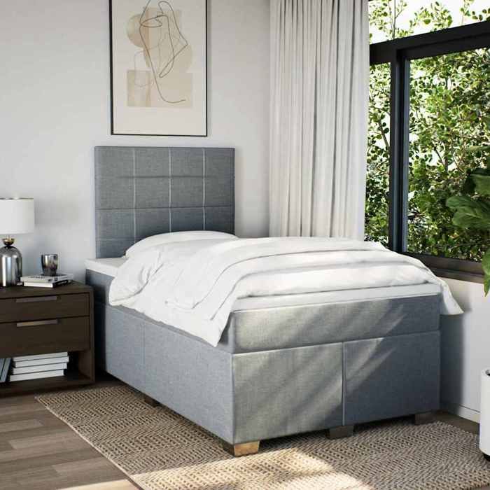 Maison Exclusive - Sommier à lattes de lit avec matelas Gris clair 120x200cm Tissu