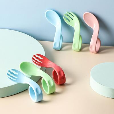 Antislip Utensils Portable Tableware Sets Baby Twist Fork Spoon Suit Infant Training 2Pcs/Set