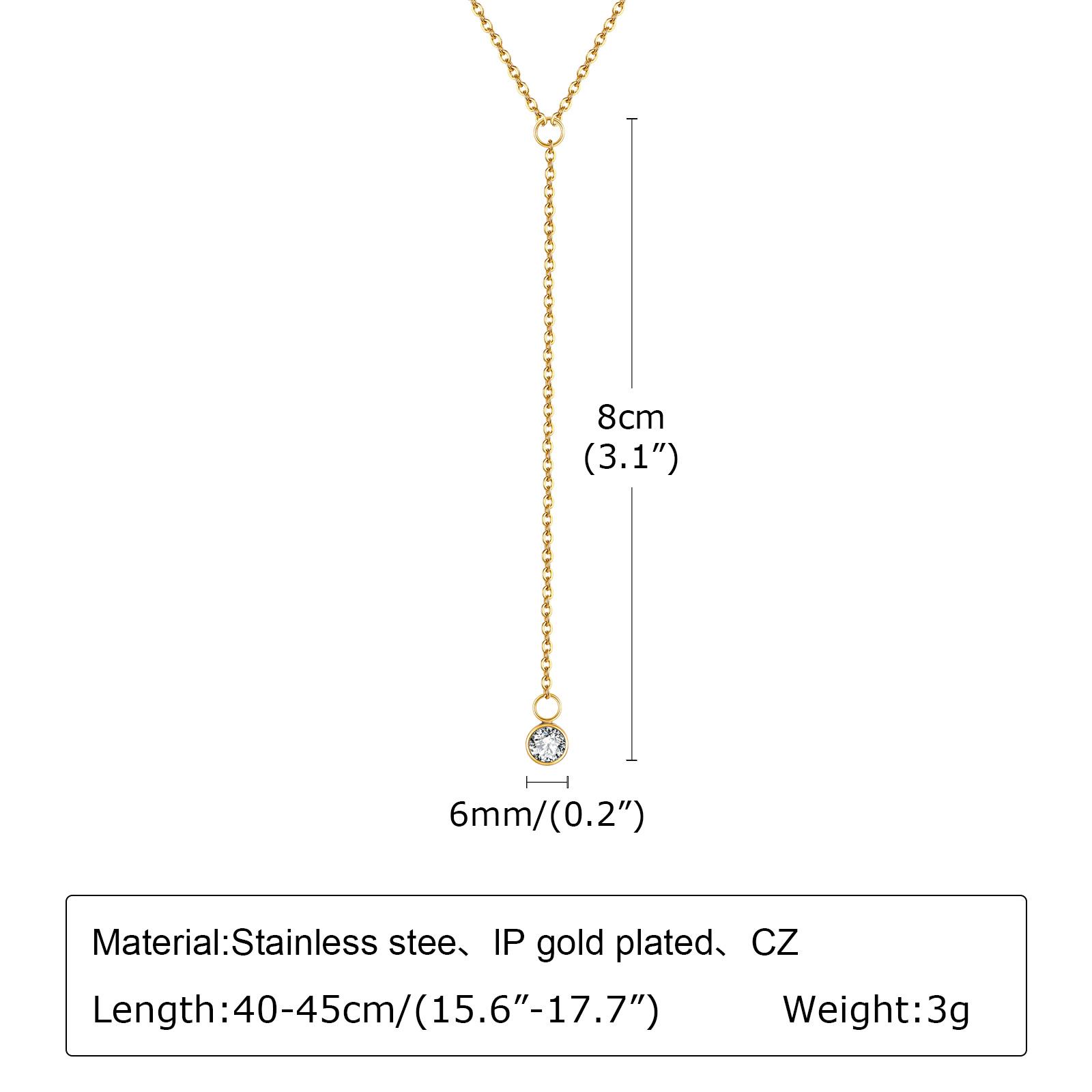 

Stainless Steel Y Shape Pearl and Cubic Zirconia Pendant Neckalace For Women, Minimalist Personal Gold Plated Jewelry