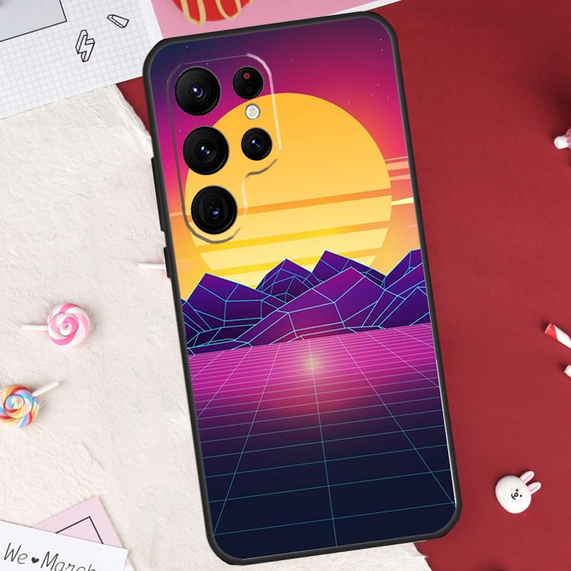 

80S Vaporwave Retro Synthwave Sunset Case For Samsung Galaxy S24 FE S20 FE S21 S22 S23 S25 S26 Ultra S10 Plus S25 FE Cover Shell Galaxy S20Ultra