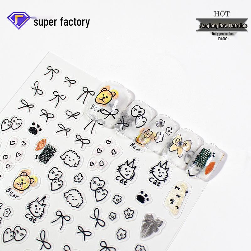 

Wearable Ultra-thin 3D Anime Line Nail Art Stickers - Waterproof Cartoon Design