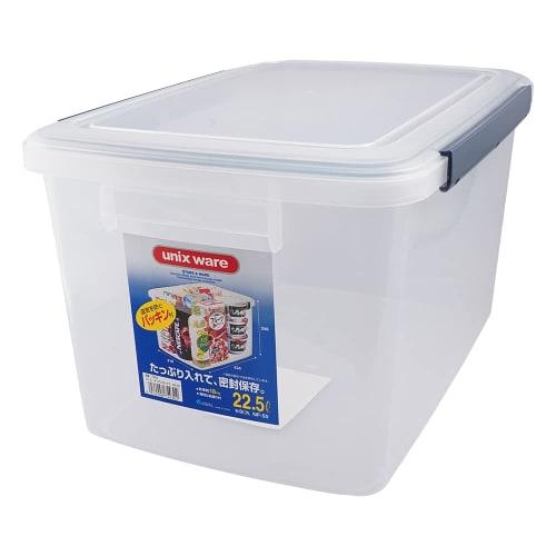 Asvel Storage Kitchen Box with Easy-Lift Lock, See-Through Design, 22.5L, Clear, Stackable, A7543