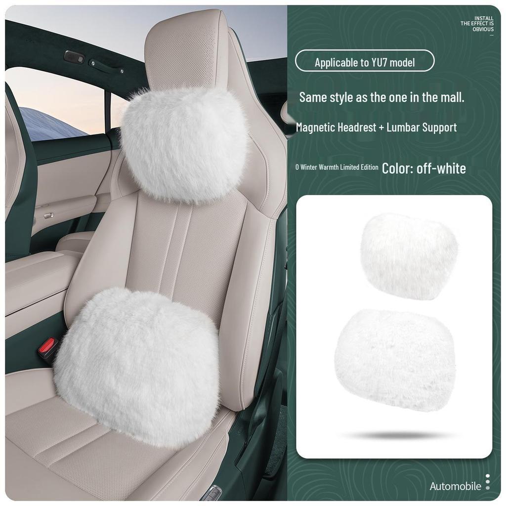 Magnetic Headrest & Neck Support Pillow with Winter Imitation Cashmere Plush for Xiaomi YU7/SU7