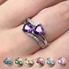 New Stylish Female Rings Copper-plated Double Heart-Shaped Cubic Zircons Wedding Ring for Women Girls Nice Gift Birthday