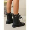 Martin Boots Autumn and Winter Flat Large Size Belt Buckle Low Heel Short Boots Women