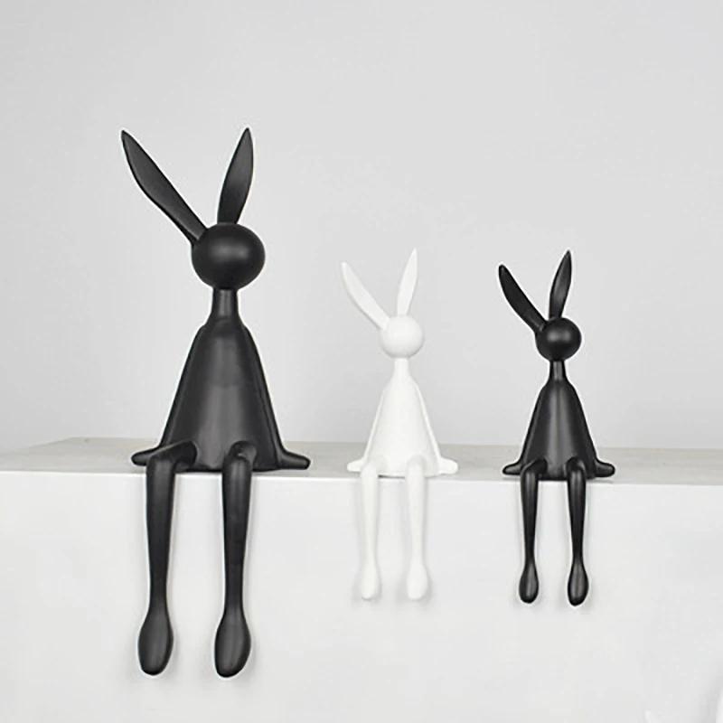 Creative Home Decor Rabbit Statue Abstract Art Sculpture Desk Living Room TV Cabinet Wine Cabinet Handicrafts Ornaments