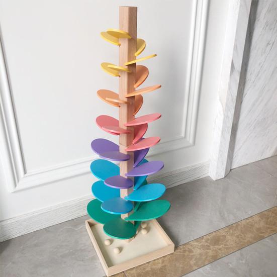 Marble Run Sound Tree Toy Children Wooden Fine Motor Skills Tree with 10 Balls Toddlers Boys Girls Educational Musical Tree Toy