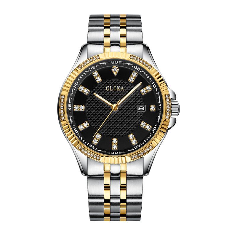 Top Brandneue Leuchtende Herrenuhr Massives Stahlband Wasserdicht Herrenmode Diamantband Kalender Lässige Schlichte Uhr Herren