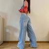 VEZFAA Pantaloni e capris a vita alta con stampa tinta unita casual alla moda da donna