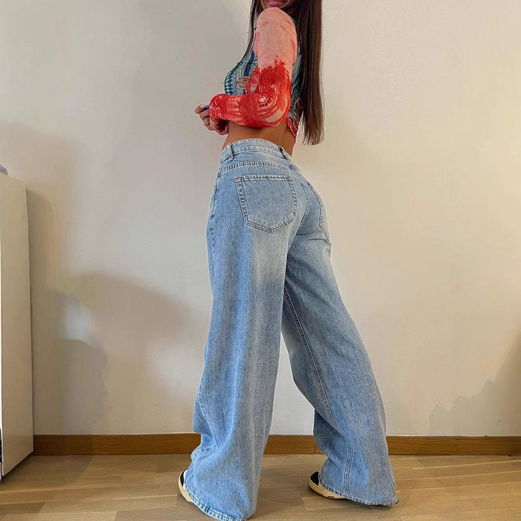 VEZFAA Pantaloni e capris a vita alta con stampa tinta unita casual alla moda da donna