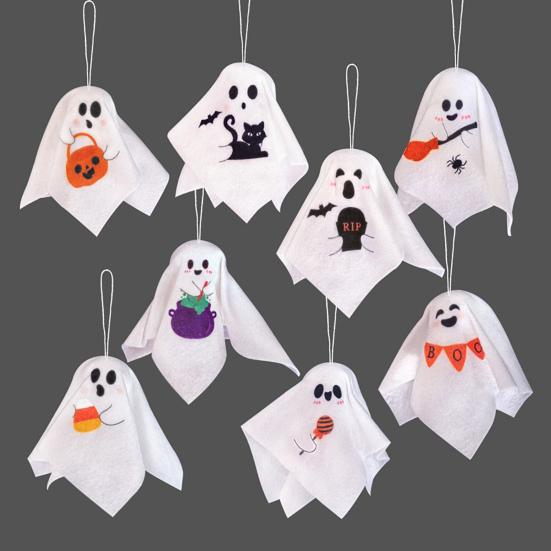 8Pcs Felt Hanging Ghost Ornaments Soft Felt Ghost Pendants Halloween