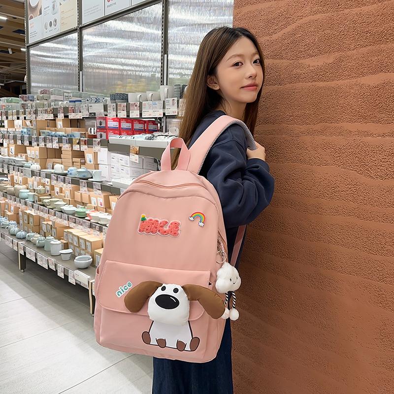 Four-Piece Backpack Set Dog Pattern Large Capacity Senior High School Student School Bag Multi-Functional Backpack