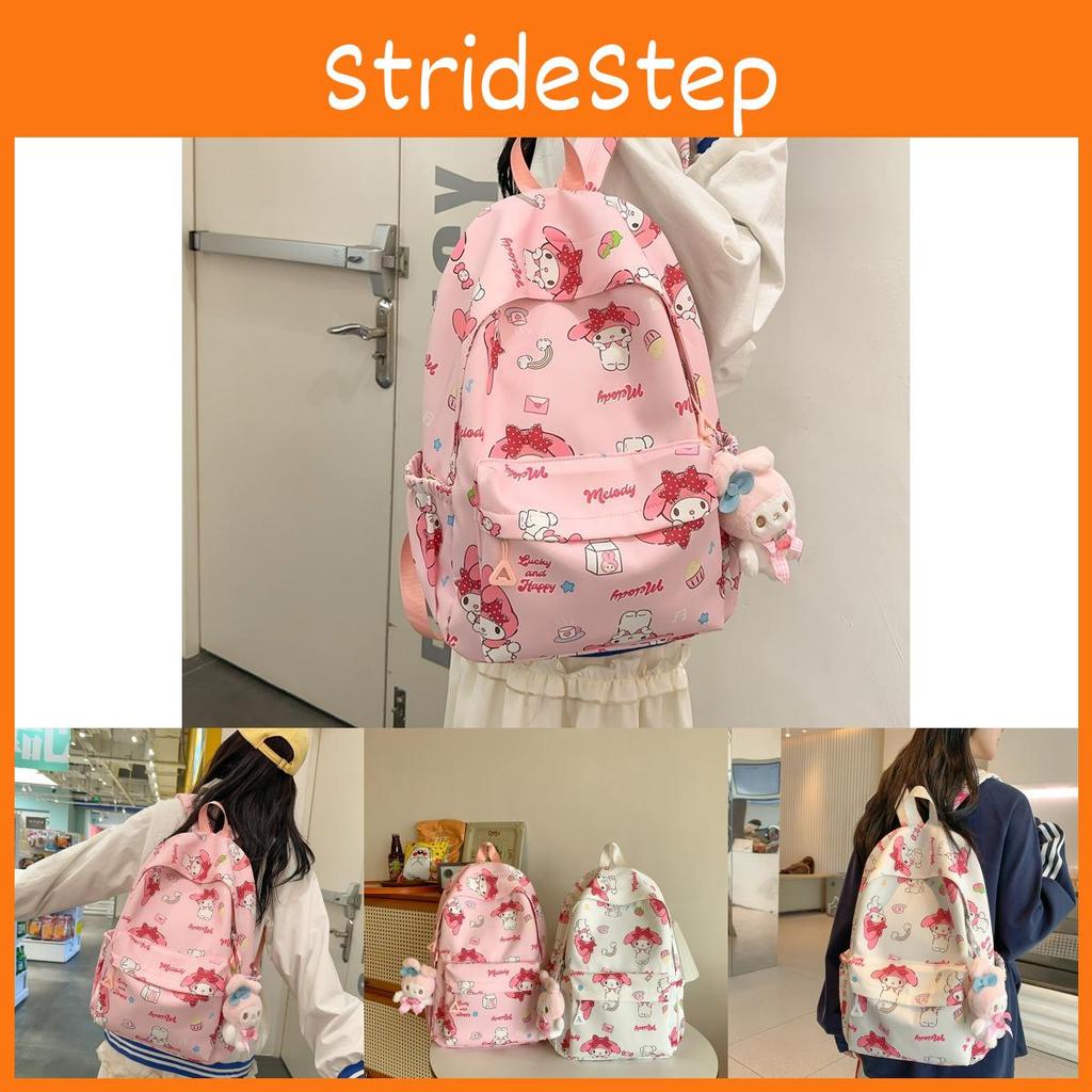 Trendy Lightweight Nylon Backpack For Middle And High School Students In Pink And White