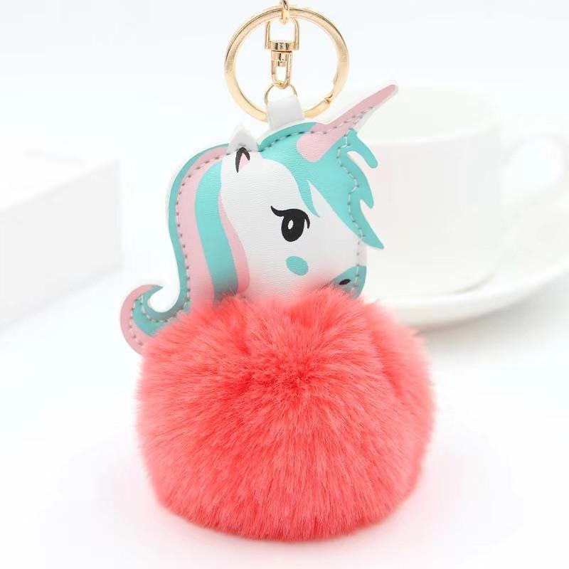 Colorful Unicorn Pompon Keychain: Small Gift, Car or Backpack Pendant Charm