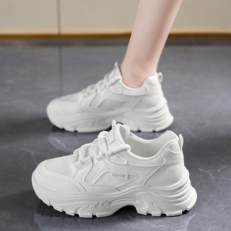 2025 Spring Women's Breathable Mesh Korean Style Thick-Soled Casual Fashion Sneakers