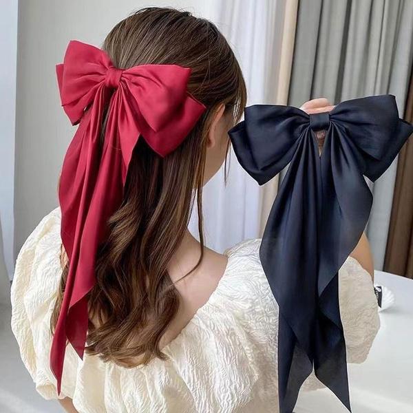 Ribbon Bow Hair Clip Large Vintage Style Hair Clip Spring Clip Hair Accessory Headwear Accessory