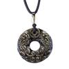 Natural Obsidian Double Pixiu Safety Buckle Pendant - Golden Obsidian Crystal Charm