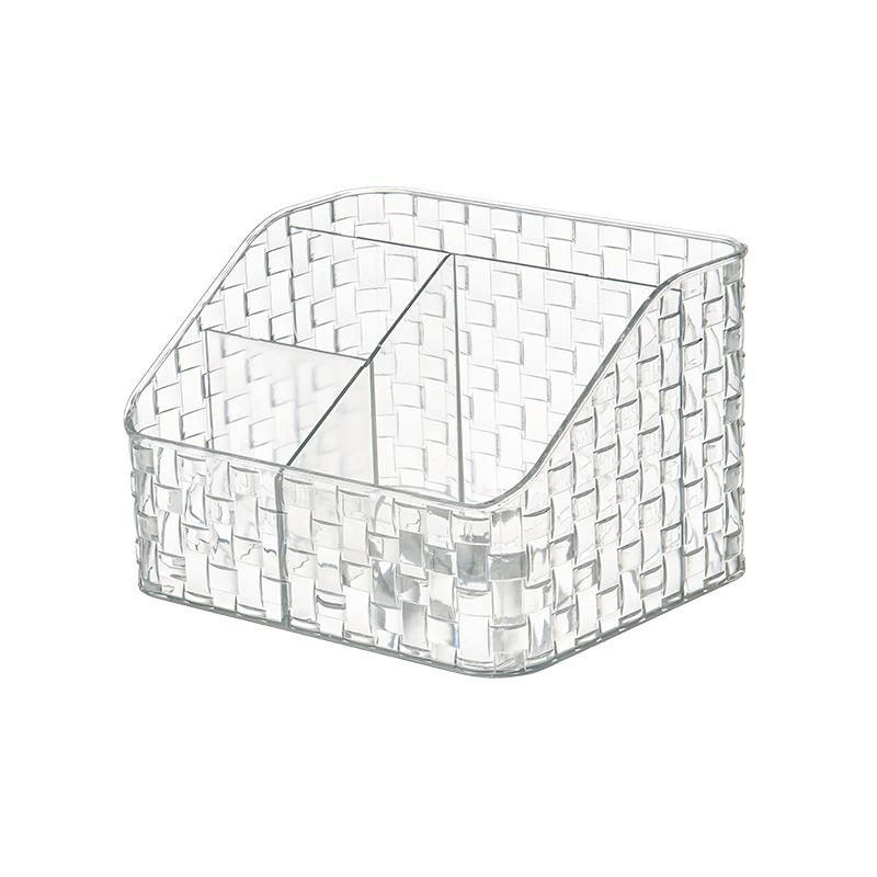 Luxurious Woven Pen & Cosmetic Organizer: Four-Grid Makeup Brush and Lipstick Holder