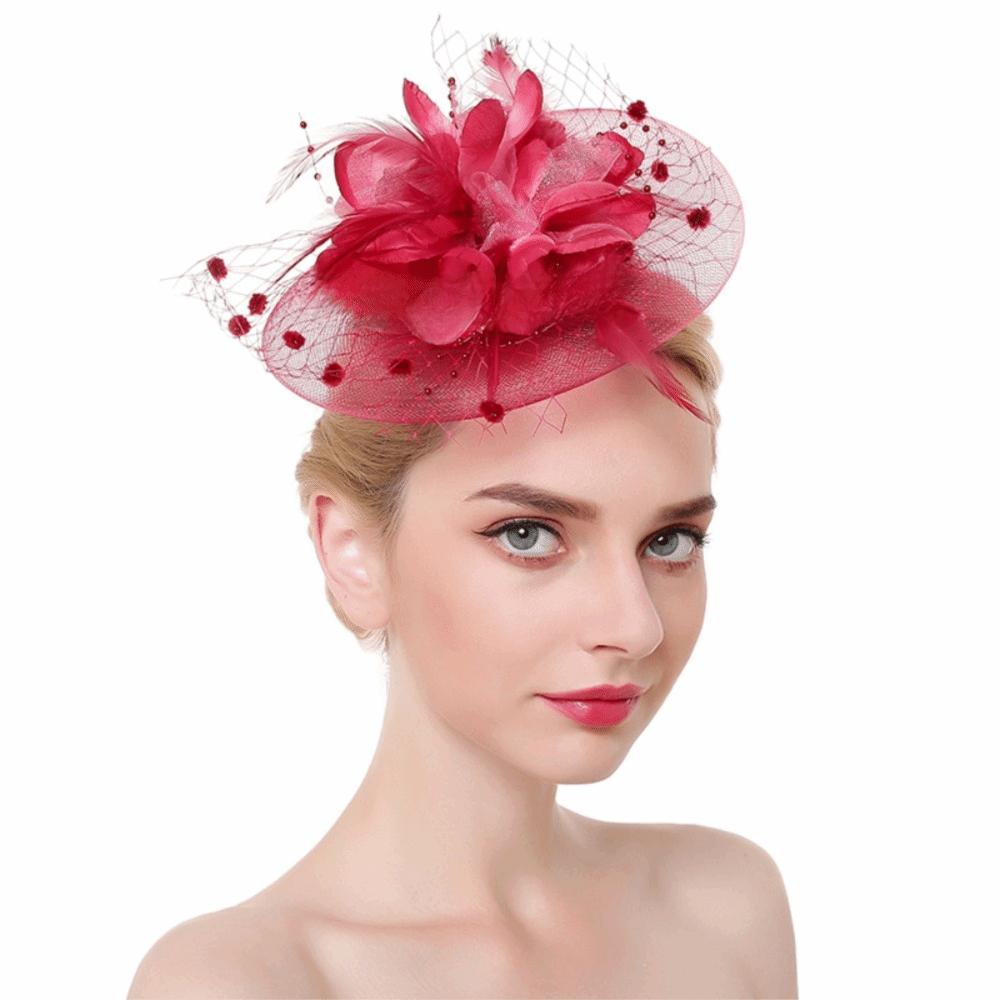 Feathers Mesh Fascinator Hat Elegant Bride Headdress Fashion Veil Hat Headwear  Wedding