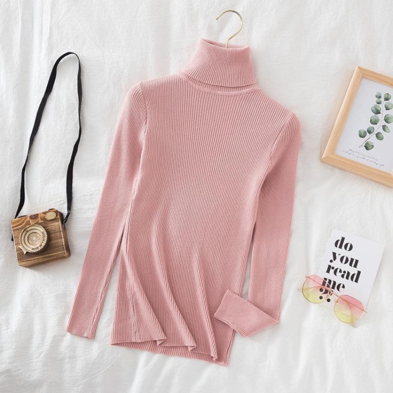 Fashion Turtleneck Long Sleeve Pullover Knitted Women Sweater Spring Autumn Thin Slim Fit Loose Simple Tops Sweaters Korean Version Bottoming Top