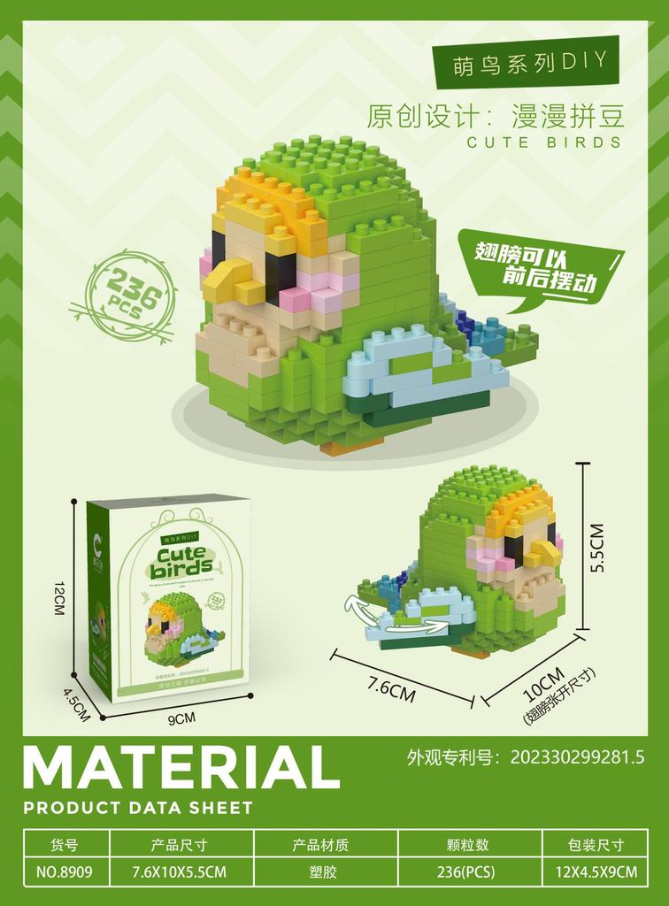 Animals Parrot Micro Diamond Small Particles Assembled Building Blocks Adults Cat Mirco Bricks Constructor Set Model Girls Toys