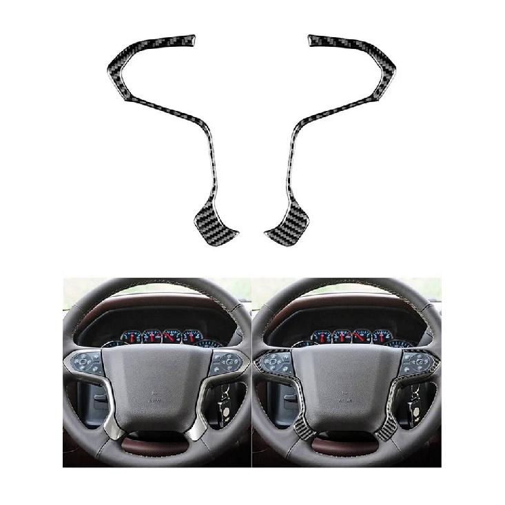 For Chevrolet Silverado 1500/GMC Sierra 1500 2014-2018 Carbon Fiber Steering Wheel Accent Stickers Car Interior Accessories