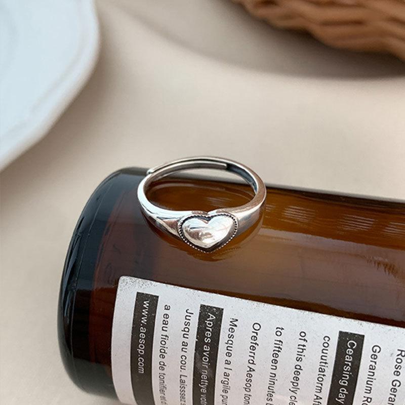 Beautiful Silver 925 Vintage Heart Open Ring For Women Adjustable Stylish Jewelry Finger
