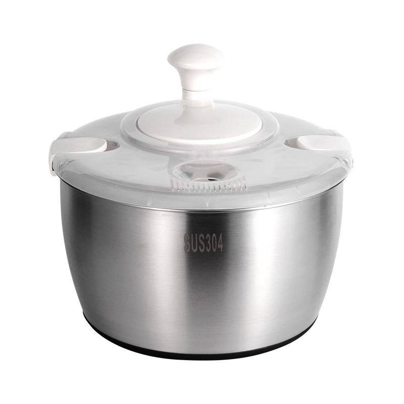 Stainless Steel Hand-Crank Salad Spinner & Dehydrator Basket