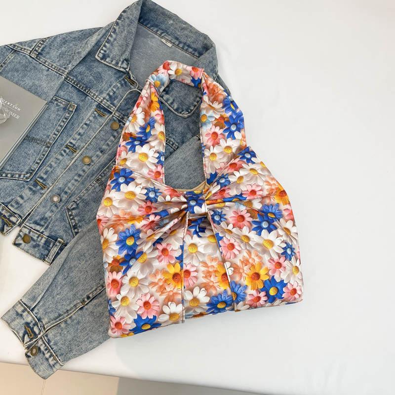 

Summer new casual contrasting colors floral design sense beautiful trend hand carry one shoulder underarm bag woman темно-синього кольору