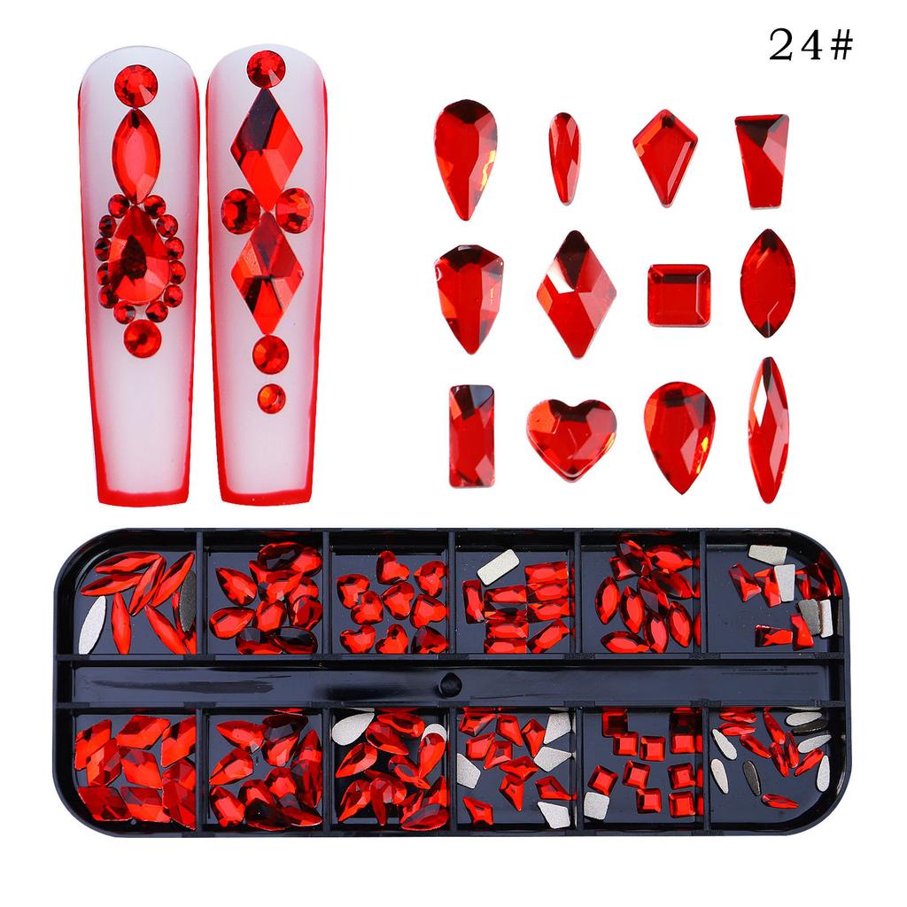 New 12 Grid Nail Drill Irregular Flat Bottomed Rhinestone AB Nail Accessory Nail Decoration