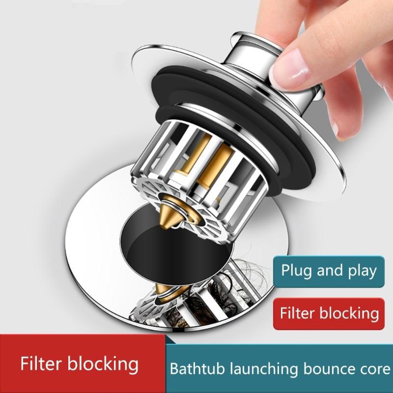 Enhances Double Function Bathtubs Plug & Strainer Popup Styles 2 In 1 Bath Tub Drain Plug And Hair Collector Popup Stop