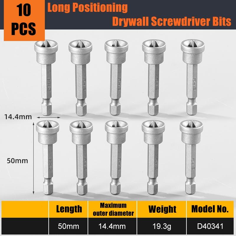 5/10pcs 25/50mm Drywall Screwdriver Bits Short Depth Stop Plasterboard 6.35mm Shank Stop Screws Woodworking Gypsum Board Locator