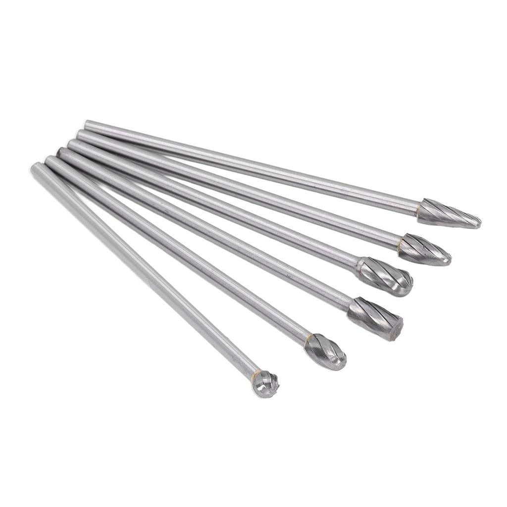 Cylinder Head Porting Kit, 6Pcs Cut Carbide Burr Set Lengthen for Woodworking,Drilling, Metal Carving, Engraving, Polishing, Cutting Burs