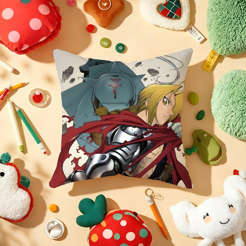 Cushion Cover Plush Fabric Soft DoubleSided Printed Sofa Warm Winter Home Gift Pillow Cover FFullmetal AAlchemist Anime