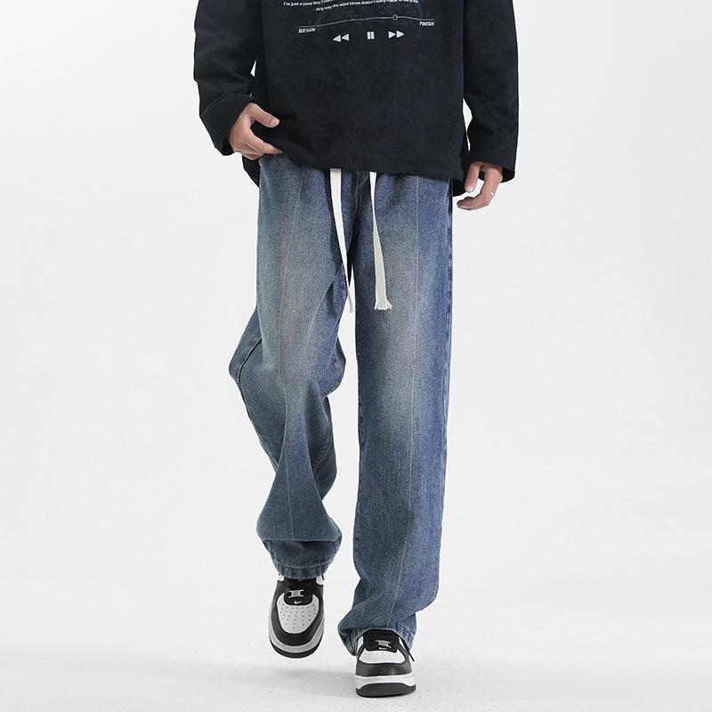 

Yadu Retro Hong Kong Style Straight Leg Denim Jeans - Unisex Casual Long Pants 527. 3XL