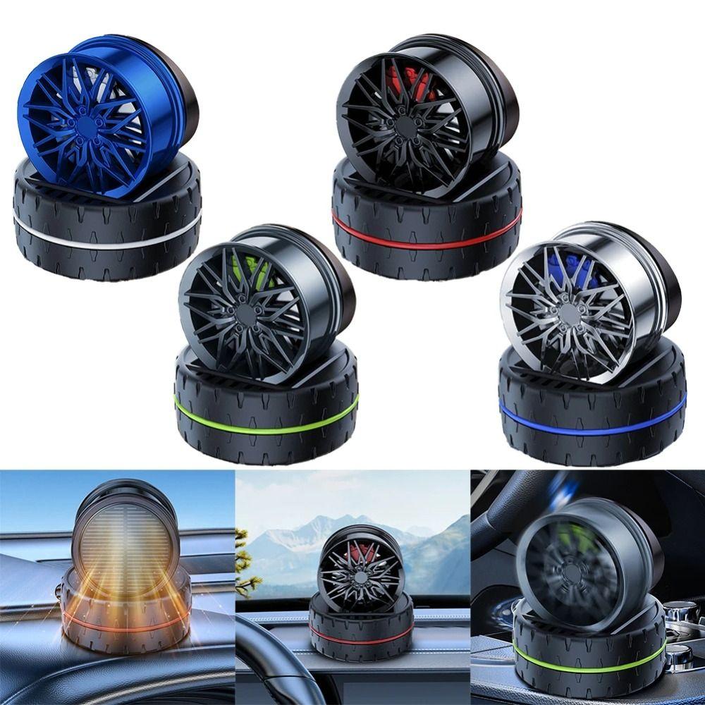 1Pcs Solar Powered Air Freshener Diffuser Simulated Wheels Rotating Car Purifier Fragrance Wheel Shape Scent Auto Aroma Diffuser