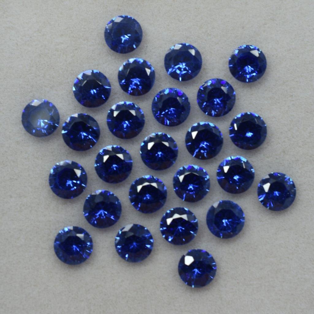 CERTIFIED 5x5 MM Natural Blue Round Cut Sapphire Untreated Gemstone 8 Pcs Lot Y- 1061288