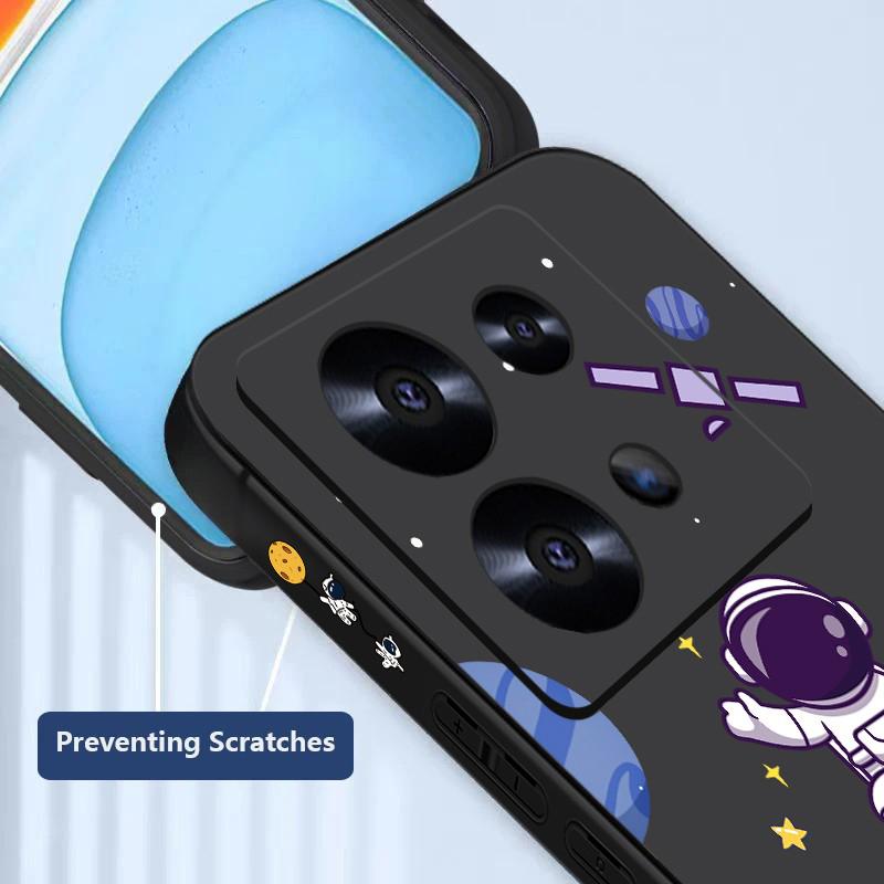 Space Astronaut Print Phone Case For Xiaomi 13T Pro Poco X6 F6 Redmi Note 13 12 Pro 11 10 Lens Protection Soft Silicone Lanyard Shockproof Slim Cover